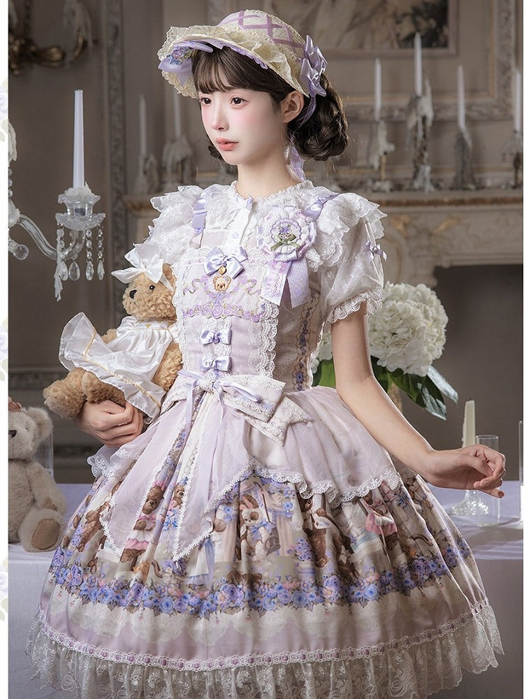 Sweet Floral Lolita Bonnet with Delicate Details - Stars Fall on the Foggy Island | CoyBunny