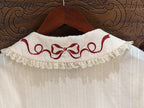 Cream Short Sleeve Lolita Blouse with Red Strawberry Embroidery Collar - Dream Magic Box | CoyBunny