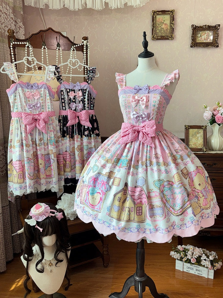Blush Lace Bow JSK with Bear Motif and Sweet Details - Sweet Dream Shop | CoyBunny