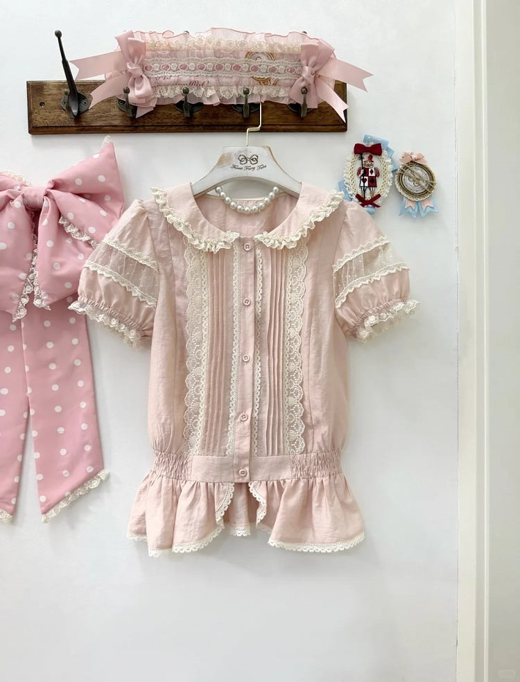 Rose Peter Pan Collar Lace Sweet Blouse - Forest Fairy Tales | CoyBunny