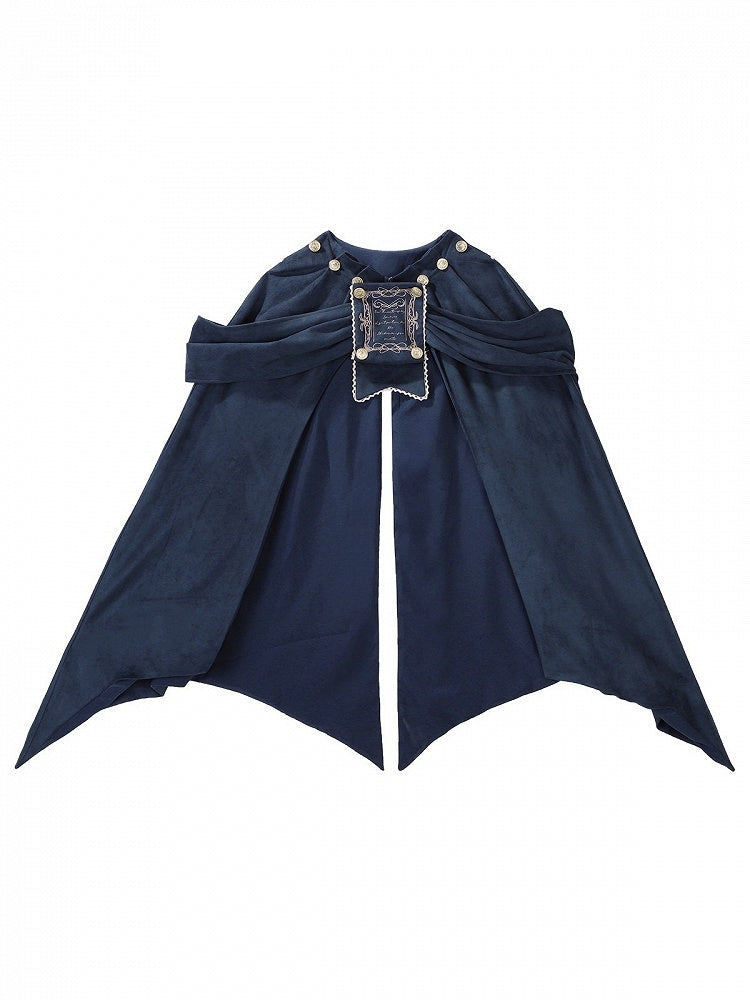 Embroidered Navy Cape with Gold Detailing - Xiong Dou Jiang | CoyBunny