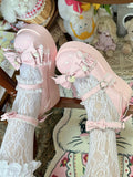 Sweet Pink Platform Mary Janes Bow Embellished Scalloped Heels - Pu Yue Meng | CoyBunny