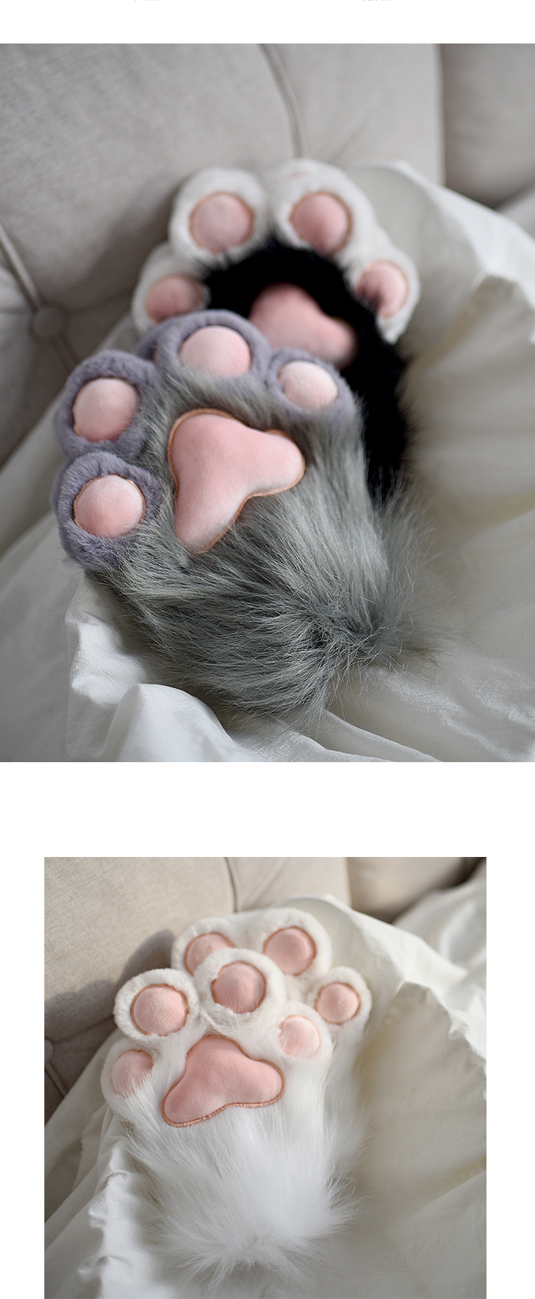 Kawaii Cat Paw Gloves - Cosplay Fingerless Mittens with Plush Toe Beans | CoyBunny