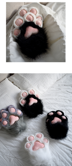 Kawaii Cat Paw Gloves - Cosplay Fingerless Mittens with Plush Toe Beans | CoyBunny