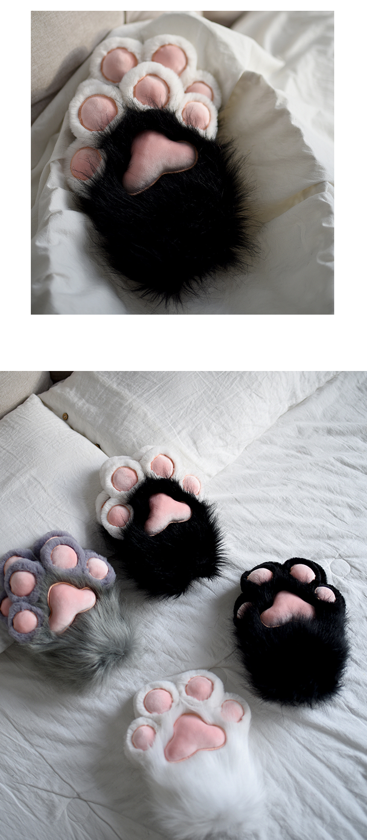 Kawaii Cat Paw Gloves - Cosplay Fingerless Mittens with Plush Toe Beans | CoyBunny