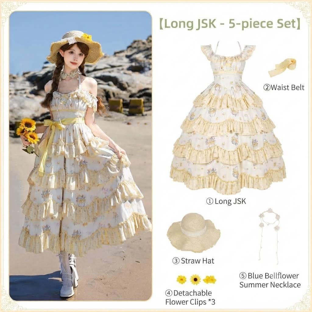Long Print Halter Neck Lolita JSK with Detachable Padding
