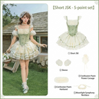 Short Dreamy Lolita JSK Set with Sleeves, Veil & Necklace
