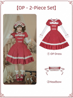 Retro Polka Dot Lolita OP Set with Headband
