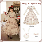 Long Doll Lolita Cotton Print OP Set with Apron & BNT