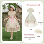Petal Hem Lolita OP Set with Belt, Hat & Flower