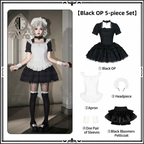 Black Vintage Sweet Lolita Ultra Short OP Set with Apron