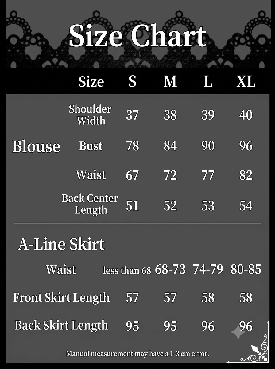 All Black Gothic Lolita Dress Set for Halloween Cosplay