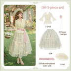 Petal Hem Lolita Shirt & SK Set with Belt & Hat