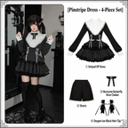 Striped Sweet Lolita Ruffle Dress Set with Slim Panel Cut